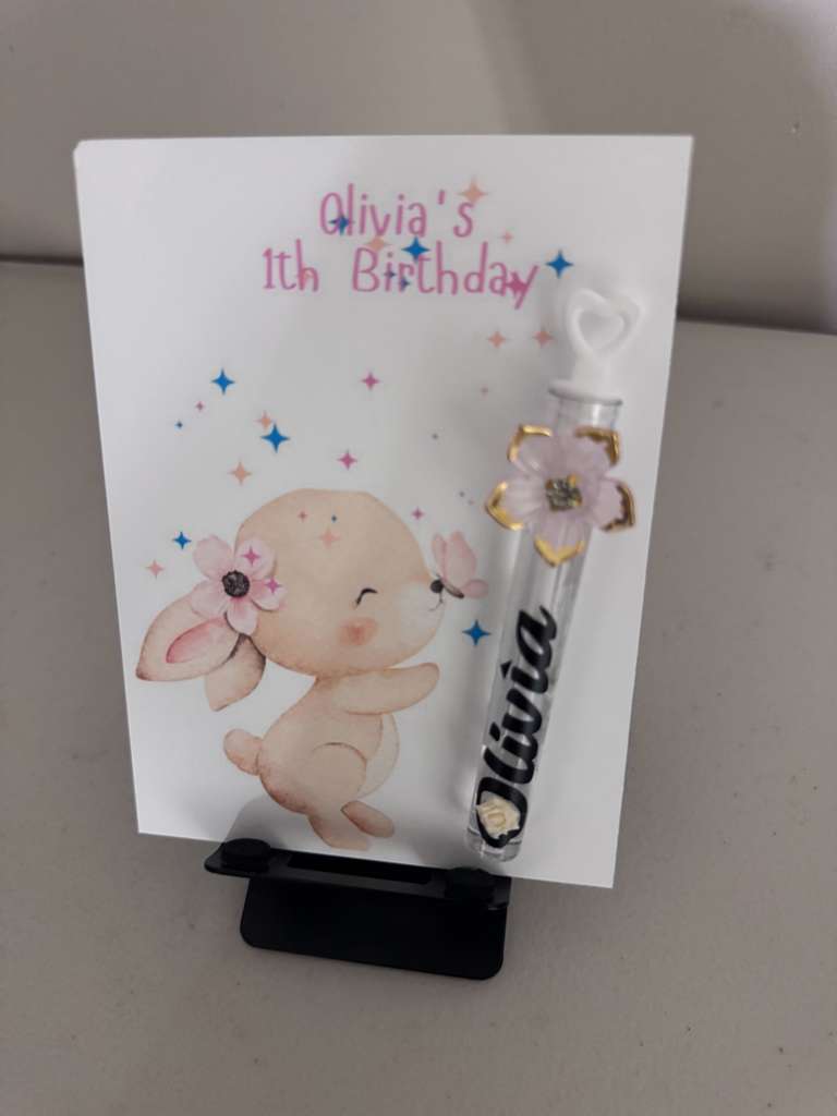 Personalized Bunny Birthday Party Favors - Custom Bubble Wand & Cards
