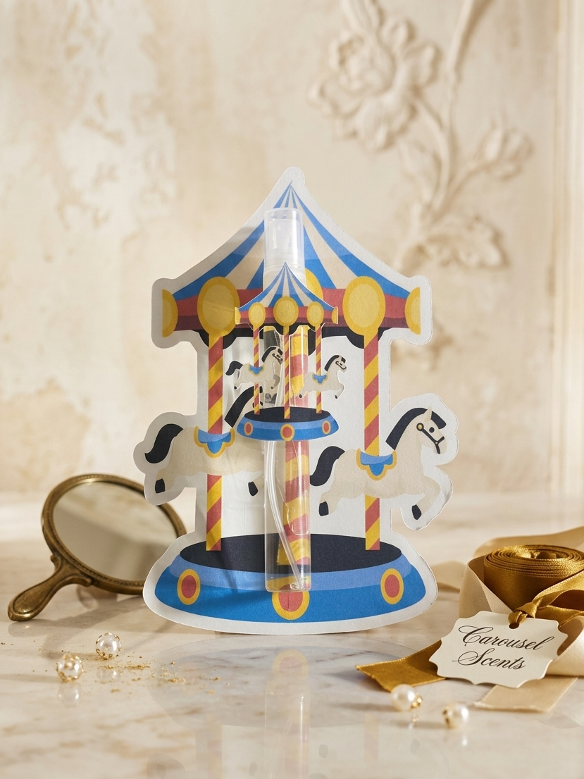 Personalized Carousel Party Favors - Custom Mini Room Spray & Cards