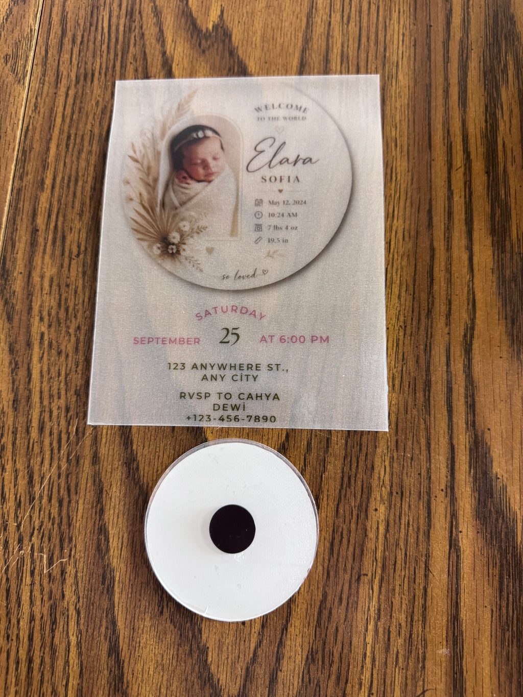 Boho Baby Birth Announcement & Invitation - Custom Vellum Keepsake Set