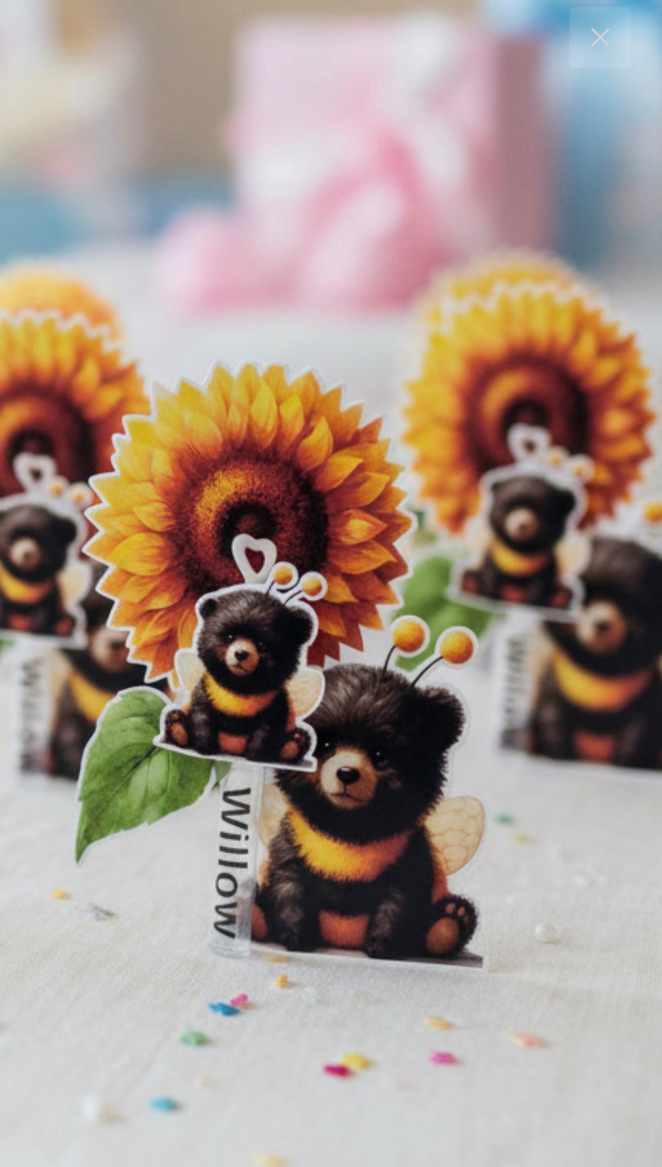 Personalized Bee and Bear Baby Shower Favors with Custom Spray Bottle