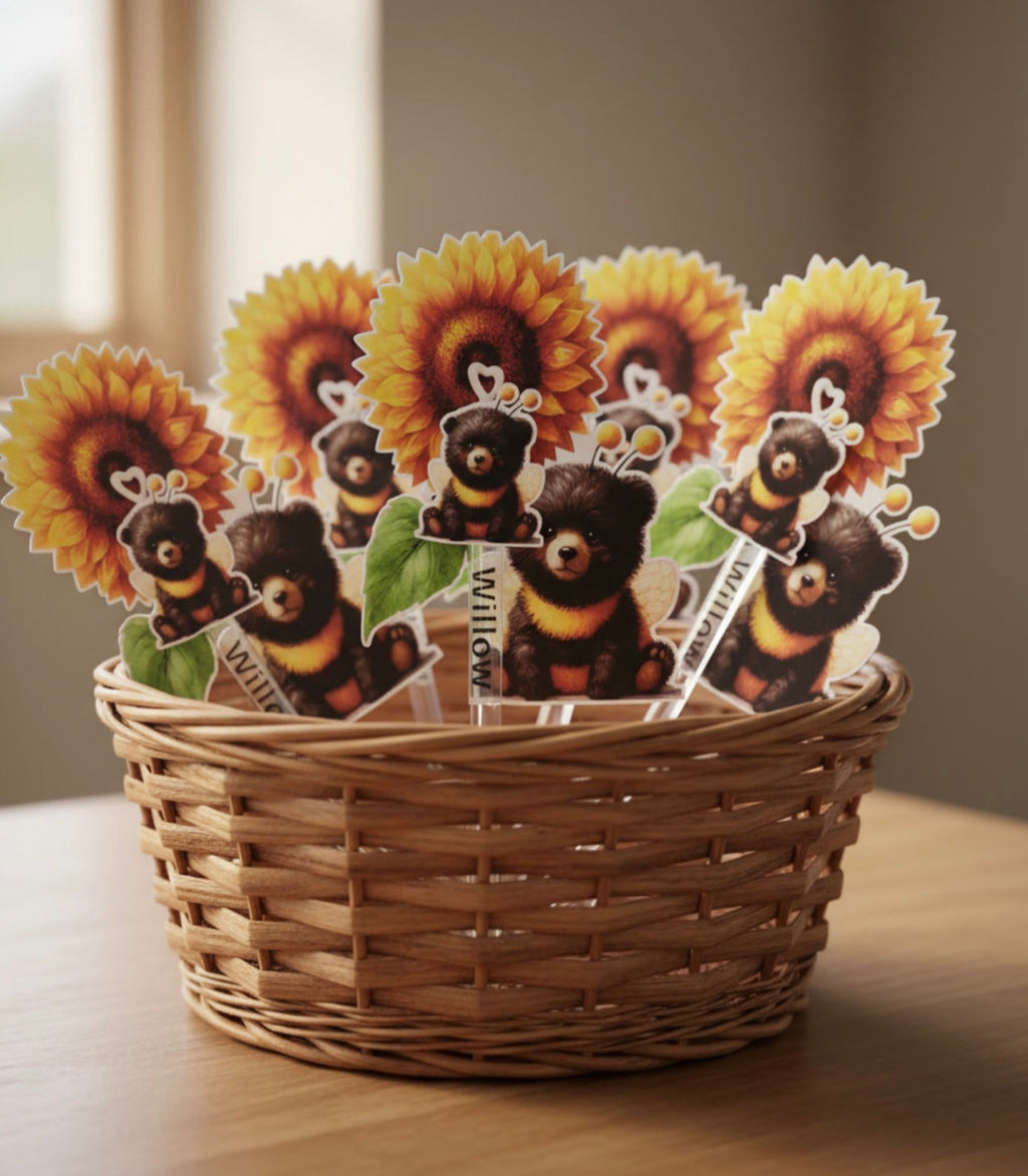 Personalized Bee and Bear Baby Shower Favors with Custom Spray Bottle