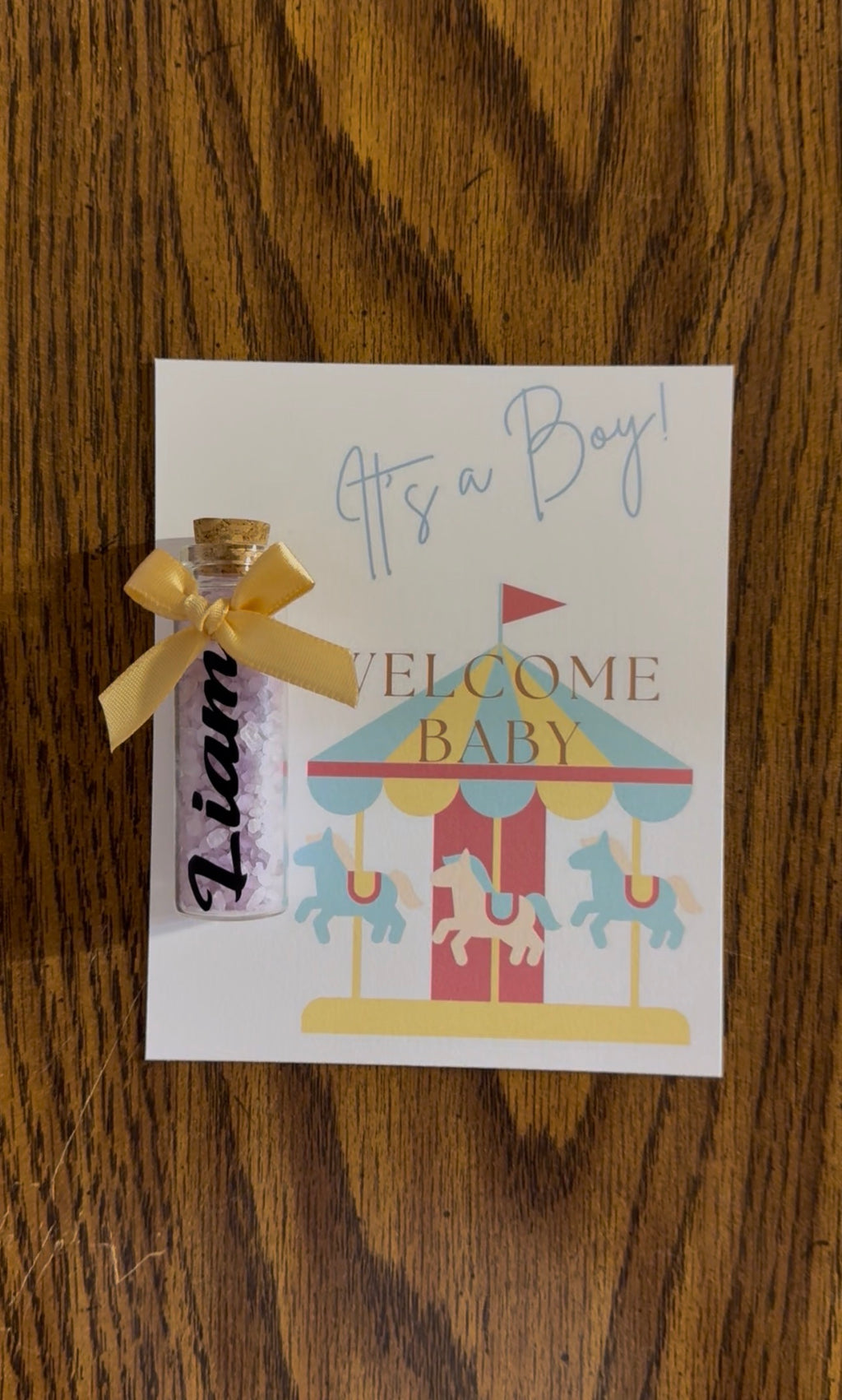 Personalized Baby Shower Favors for Boy | Custom Welcome Baby Miniature Bottle Gift | It's a Boy Lavender/Crystal Keepsake