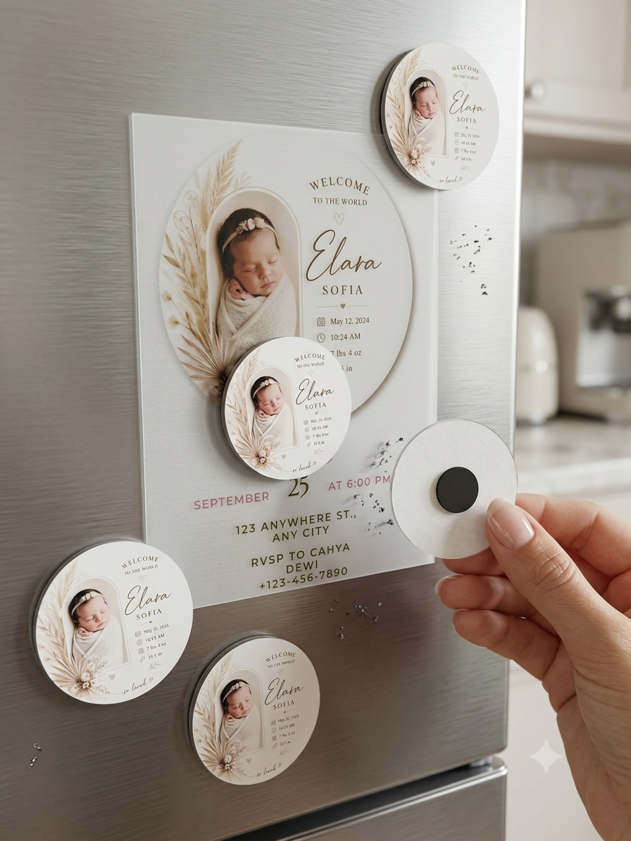 Boho Baby Birth Announcement & Invitation - Custom Vellum Keepsake Set