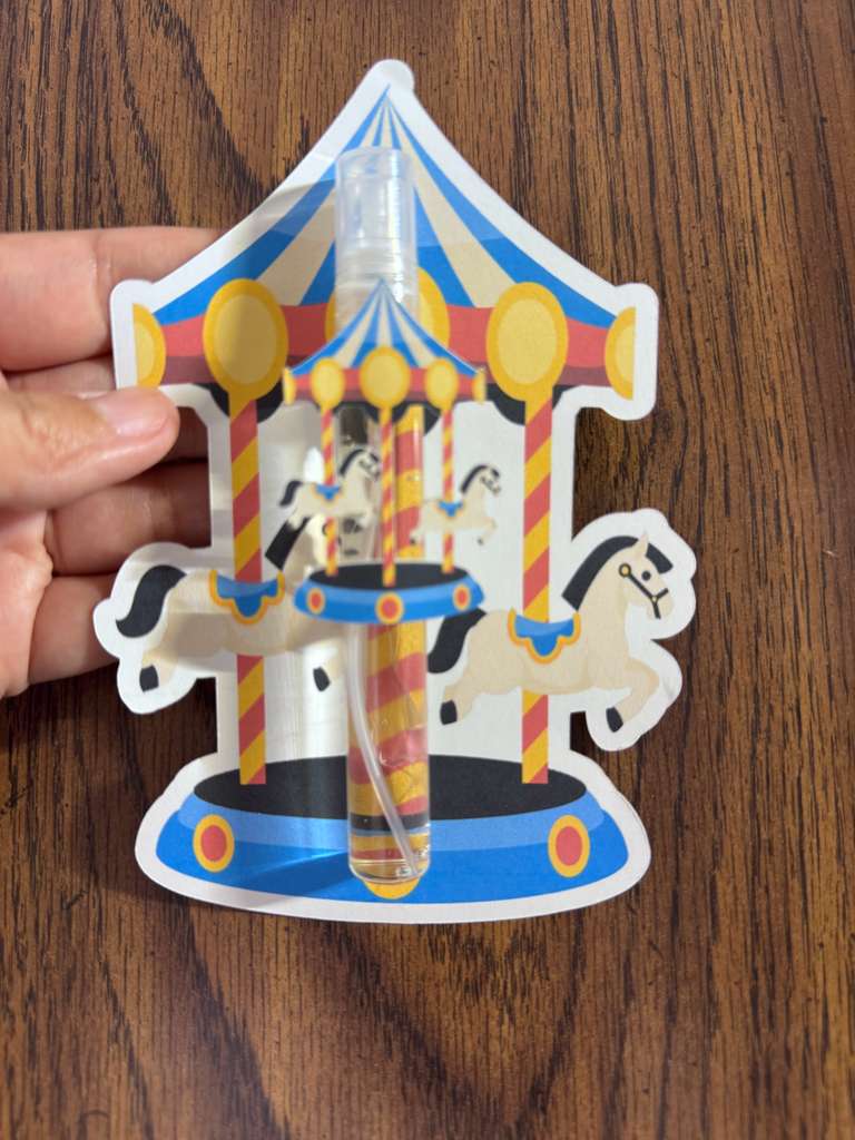 Personalized Carousel Party Favors - Custom Mini Room Spray & Cards