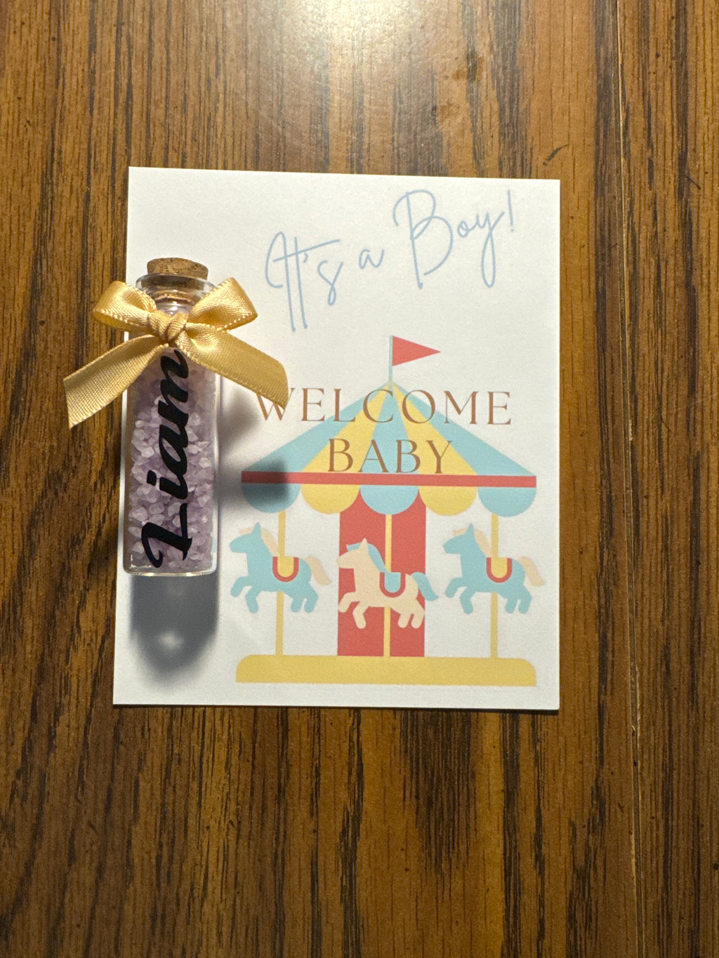 Personalized Baby Shower Favors for Boy | Custom Welcome Baby Miniature Bottle Gift | It's a Boy Lavender/Crystal Keepsake