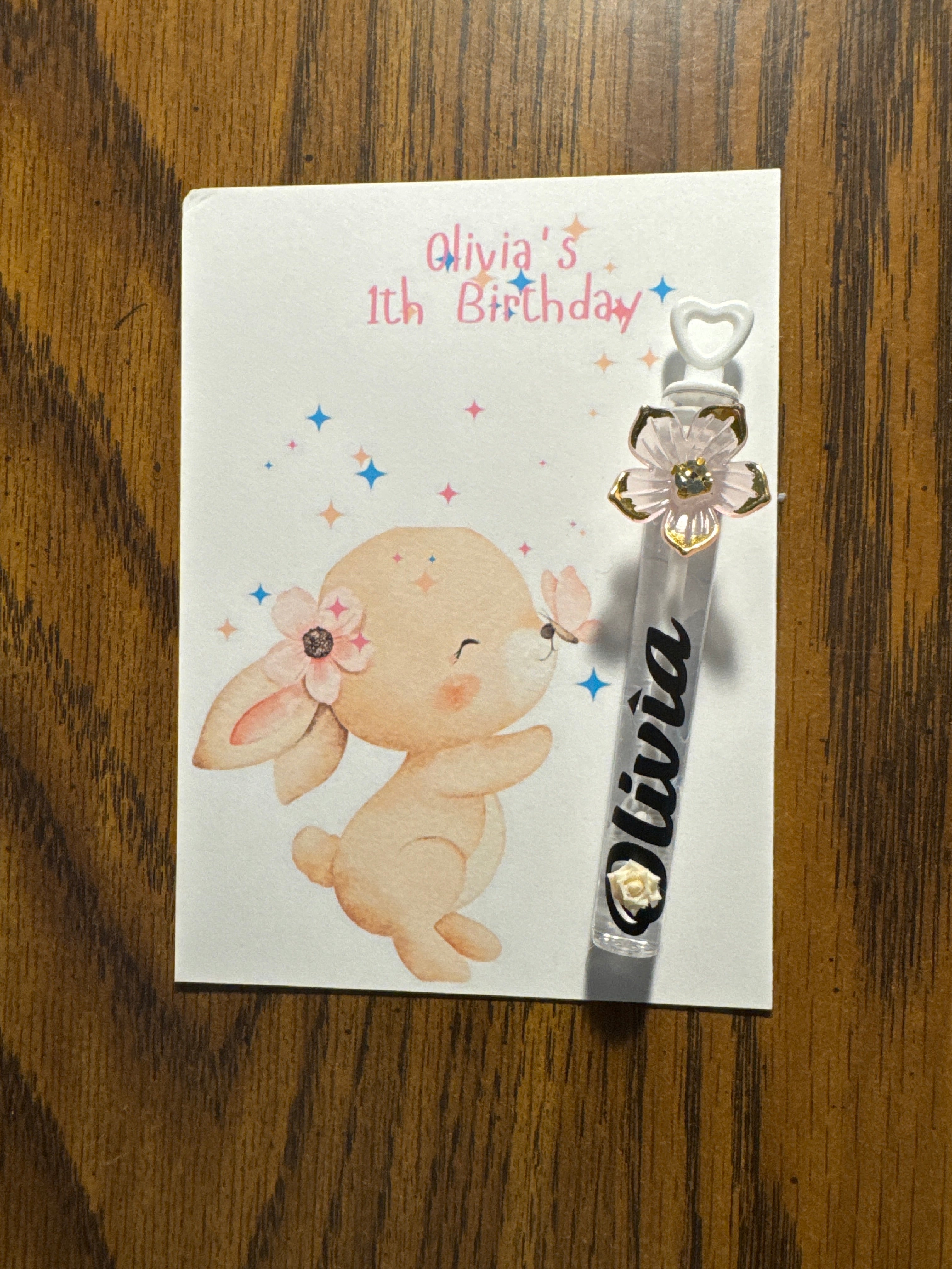 Personalized Bunny Birthday Party Favors - Custom Bubble Wand & Cards