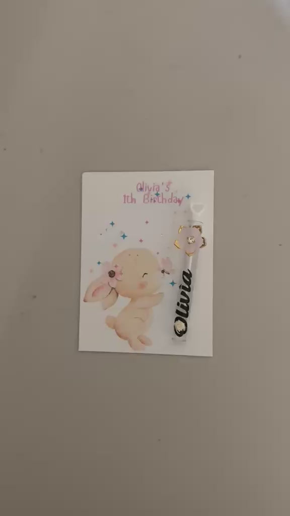 Personalized Bunny Birthday Party Favors - Custom Bubble Wand & Cards