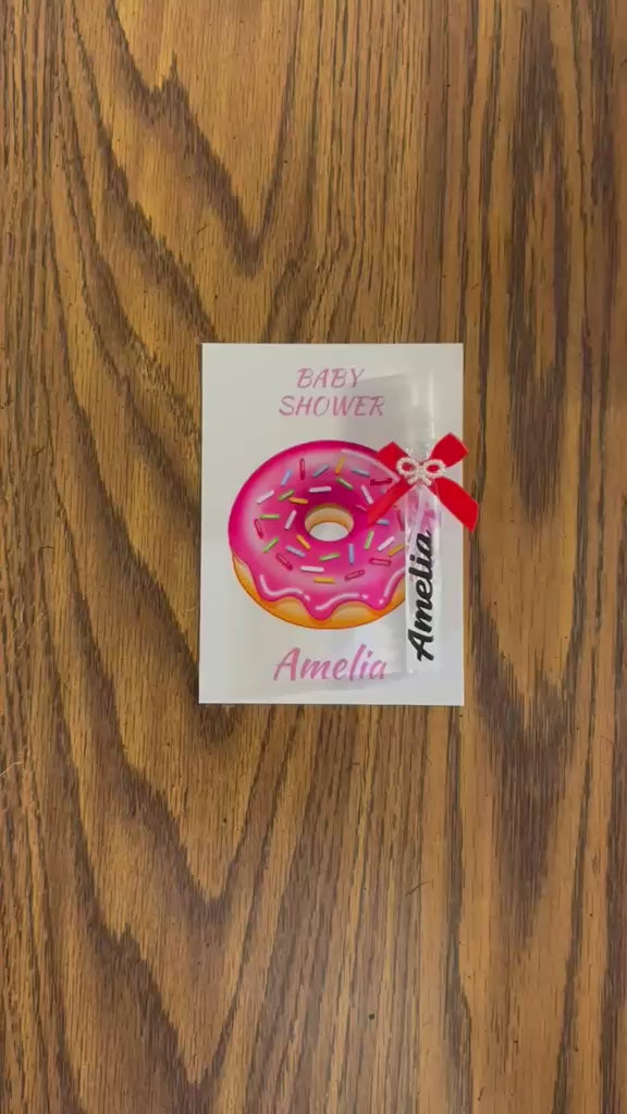 Personalized Donut Baby Shower Favors - Custom Sweet Treat Birthday Spray Bottle Gift